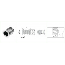 Бусола М6 потай, d=10, L=13, отделка цинк
