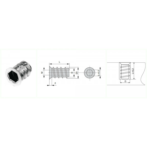 Бусола М6 потай, d=10, L=13, отделка цинк