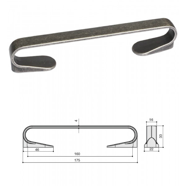 Ручка-скоба 160 мм, отделка железо античное