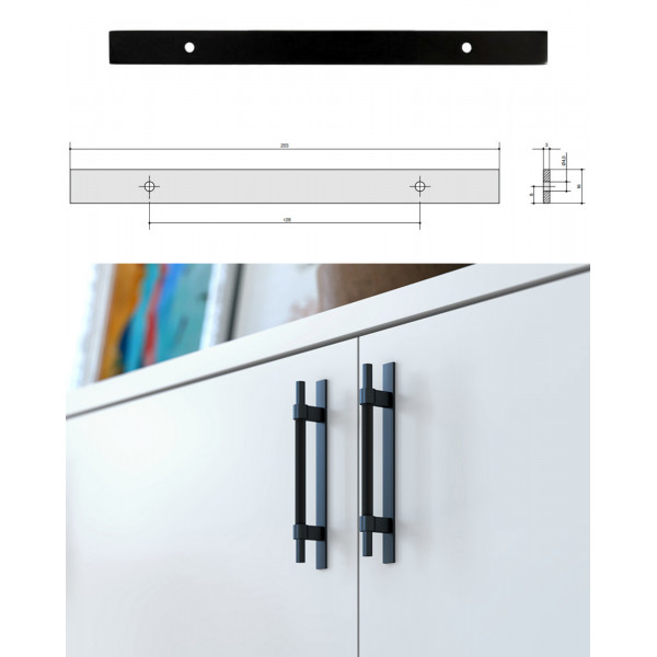 Ответная часть для ручки 8772 128мм, отделка черный матовыйа черный матовый