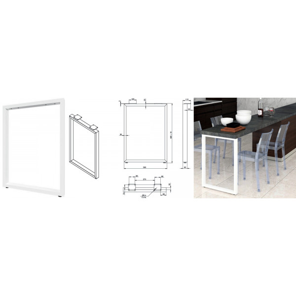 Опора для стола Мадрид, l.595, h.820, отделка белый бархат (матовый)